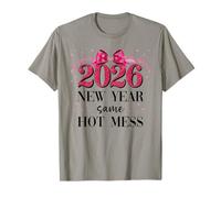 Happy New Year Same Hot Mess 2026 New Year Coquette Pink Bow Camiseta