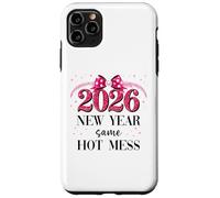 Happy New Year Same Hot Mess 2026 New Year Coquette Pink Bow Carcasa para iPhone 11 Pro MAX