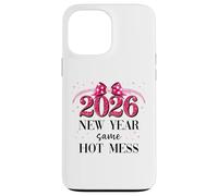 Happy New Year Same Hot Mess 2026 New Year Coquette Pink Bow Carcasa para iPhone 13 Pro MAX