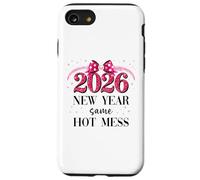 Happy New Year Same Hot Mess 2026 New Year Coquette Pink Bow Carcasa para iPhone SE (2020) / 7/8