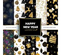 Happy new year Scrapbook paper: Double-Sided Decorative Craft Papers for JunkJournals, Wrapping, Card Making, Mixed Media & More