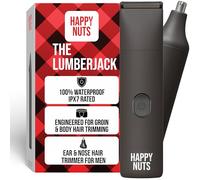 HAPPY NUTS The Lumberjack - Recortadora eléctrica de vello corporal y ingle para hombres, kit de peluquería corporal para hombres privados, afeitadora de bola suave y vello púbico (grafito)