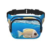 Happy Ocean Holiday - Riñonera cuadrada de doble capa con correa ajustable para el hombro, riñonera de viaje, perfecta para deportes al aire libre, Negro -, Talla única