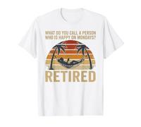 Happy on Mondays Retired Funny Jubilación Hamaca Camiseta gráfica económica, Hombre, Blanco, S
