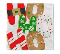 HAPPY PAPER Servilletas navideñas Cookies White de 3 capas, pliegue 1/4, 33 x 33 cm, 20 unidades, diseño con galletas de colores en rojo, blanco y verde