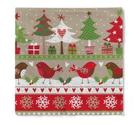HAPPY PAPER Servilletas navideñas ZAOUI de 3 capas, pliegue 1/4, 33 x 33 cm, 20 unidades, diseño de pájaros de invierno, abetos, regalos y adornos