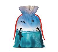 Happy Penguin in the Water Print Bolsas de regalo de varios tamaños, bolsas de regalo para celebraciones, reutilizables para cumpleaños y eventos especiales