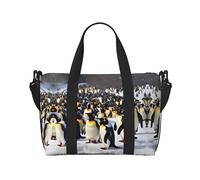Happy Penguins - Bolsas de viaje de fin de semana para mujer, bolsa de gimnasio deportiva, bolsa de lona de entrenamiento, durante la noche, Black, Talla única