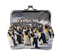 Happy Penguins - Carteras pequeñas para mujer, carteras para mujer, monedero para mujer, cartera pequeña para mujer, con cremallera y cierre de beso, negro, talla única, Art Deco, Black, Talla única,