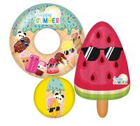 Happy People - Happy Verano 3er Strandset Bola de Agua, Flotador & Colchoneta