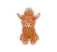 Happy Pet - Juguete de Vaca de Las Tierras Altas para Perro, Felpa Suave con chirriador Integrado para abrazar, Masticar y Buscar, Pelaje Peludo y Cuernos Largos para Mayor Comodidad, Entretenimiento