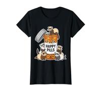 Happy Pills Ferret Lover Funny Pet Dueño Felicidad Alegría Lindo Camiseta gráfica económica, Mujer, Negro, S