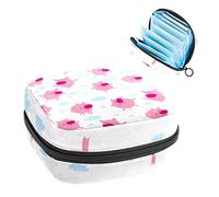 Happy Pink Pig Dancing Blue Cloud Period Pouch portátil, bolsa de almacenamiento de tampones para servilletas sanitarias, Varios colores, 4.7x6.6x6.6 in/12x17x17 cm