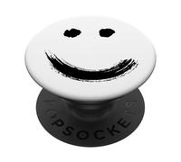 Happy Pleased Face - Minimal Black Drawing PopSockets PopGrip Adhesivo