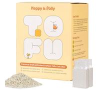 Happy & Polly Arena de Tofu para Gatos 5 kg, aglomerante rápida con carbón de Coco, sin Polvo y Altamente Absorbente, Control de olores, desechable por el Inodoro, con Pocos residuos.