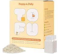 Happy & Polly Arena de tofu para gatos, aglutinante rápido, desechable, ultra absorbente, bajo seguimiento, materias primas 100% naturales con carbón de coco, 11 libras (2 bolsas de 5.5 kg)