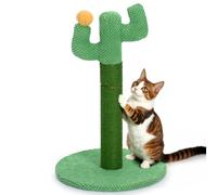 Happy & Polly Rascador para Gatos Cactus 50 cm - Poste en Cuerda de Yute Natural Con Base Estable para Gatitos y Adultos en Interiores - Verde
