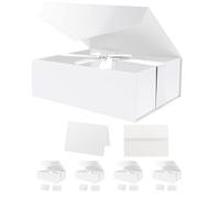 HAPPY POTATO 5 cajas de regalo grandes con cinta de 11.5 x 8.1 x 3.8 pulgadas, cajas de regalo blancas con tapas, cajas de propuesta de dama de honor, cajas de regalo magnéticas para regalos (blanco
