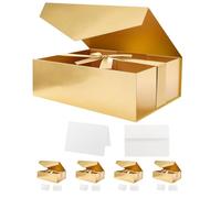 HAPPY POTATO 5 cajas de regalo grandes con cinta de 11.5 x 8.1 x 3.8 pulgadas, cajas de regalo doradas con tapas grandes, cajas de propuesta de dama de honor, cajas de regalo de lujo para regalos (oro