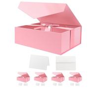 HAPPY POTATO 5 cajas de regalo grandes con cinta de 11.5 x 8.1 x 3.8 pulgadas, cajas de regalo rosas con tapas grandes, cajas de propuesta de dama de honor, cajas de regalo de lujo para regalos (rosa