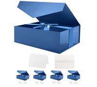 HAPPY POTATO 6 cajas de regalo grandes con cinta de 11.5 x 8.1 x 3.8 pulgadas, cajas de regalo azules con tapas, cajas de propuesta de padrinos de boda, cajas de regalo magnéticas para regalos (azul