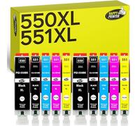 Happy Printer 10 XL Cartuchos Compatible con Canon PGI 550 CLI 551 para Pixma IP7250 IX6850 MG5450 MG5550 MG5650 MG5655 MG6450 MG6650 MX725 MX925
