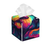 Happy Puppy In The Style - Funda cuadrada de piel sintética para caja de pañuelos, organizador de papel para cocina, baño, dormitorio, tocador, mesitas de noche