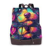 Happy Puppy in the Style - Mochila de viaje para mujer, mochila casual, mochila de cuero estampada para mujer para el trabajo
