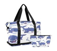 Happy Purple Whale - Bolsa de viaje impermeable para gimnasio, deporte, bolsa de transporte para fin de semana con compartimento, Ballena morada feliz, Talla única, Bolsa de viaje