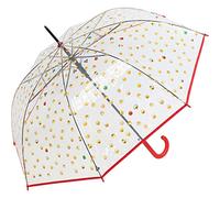 happy rain Emoticon - Paraguas transparente con estampado automático de sonrisas, rojo, 99 cm, Paraguas con palo automático
