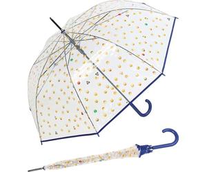 happy rain Long AC Clear, Parapluie cannes transparent bleu 99 cm