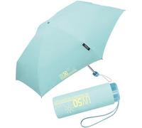 happy rain Paraguas de bolsillo UV50 UV Protect Ultra Mini Flat, azul turquesa, 90 cm, Minimalista