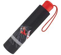 happy rain - Plegable de sintético Resistentes al Agua, Negro rojo/negro, 90 cm