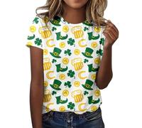 Happy Saint P Day - Camiseta de manga corta para mujer, cuello redondo, diseño de mono, amarillo, XL