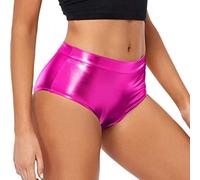 Happy Shorts Boxer Hombre Navidad Cintura Alta Metálica Booty-Shorts para Mujer, Pantalones Rave para Bailar, Hotpants, Clubwear Pantalones Cortos Mujer Pantalones de Tela, Rosa intenso., S