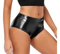 Happy Shorts Boxer Hombre Navidad Cintura Alta Metálica Booty-Shorts para Mujer, Pantalones Rave para Bailar, Hotpants, Clubwear Pantalones Cortos Mujer Pantalones de Tela, Negro , M