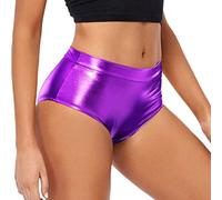 Happy Shorts Boxer Hombre Navidad Cintura Alta Metálica Booty-Shorts para Mujer, Pantalones Rave para Bailar, Hotpants, Clubwear Pantalones Cortos Mujer Pantalones de Tela, morado, S