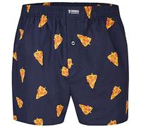 Happy Shorts Calzoncillos tipo bóxer americano para hombre, diseño de corazones grandes, Pizza, M