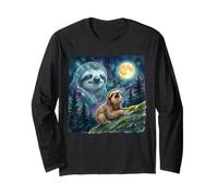 Happy Sloth Howling at The Moon Night Sky Animal Art Manga Larga