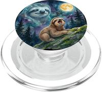 Happy Sloth Howling at The Moon Night Sky Animal Art PopSockets PopGrip para MagSafe