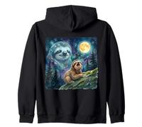 Happy Sloth Howling at The Moon Night Sky Animal Art Sudadera con Capucha