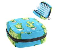 Happy Smiling Cactus - Bolsa de almacenamiento para servilletas sanitarias, color azul, Varios colores, 4.7x6.6x6.6 in/12x17x17 cm