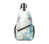 Happy Snowman Beautiful Village Sling Bag, Mochila de Hombro Paquete de Pecho Causal Crossbody Daypack para Mujeres Hombres Senderismo Viajes