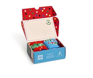 Happy Socks 2-Pack Happy Holidays, calcetines de navidad divertidos para hombre y mujer, caja regalo con calcetines estampados de nieve talla 36-40