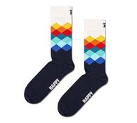 Happy Socks Faded Diamond Sock Calcetines Altos Estampados, Blau, Weiß, Rot, Gelb, Orange, Blau, M Unisex Adulto