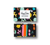 Happy Socks 3-Pack Balloon Animal Birthday Box, coloridos y alegres, calcetines para hombre y mujer, Negro-Verde-Rosa-Amarillo (41-46)