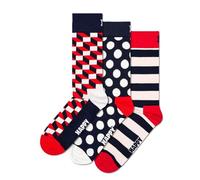 Happy Socks 3-Pack Classic Filled Optic Socks Calcetines, Multicolor, 36-40 (Pack de 3) Unisex