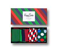 Happy Socks 4-Pack Holiday Box, coloridos y alegres, calcetines para hombre y mujer, Verde-Azul-Rojo (36-40)