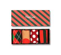 Happy Socks 4-Pack Holiday Classics Socks Set, coloridos y alegres, calcetines para hombre y mujer, Rojo-Blanco-Verde (36-40)