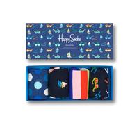 Happy Socks 4-Pack Navy Socks Set, coloridos y alegres, calcetines para hombre y mujer, Azul-Verde-Naranja-Rosa-Blanco-Rojo (36-40)